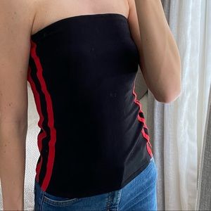 Express black tube top with red stripes